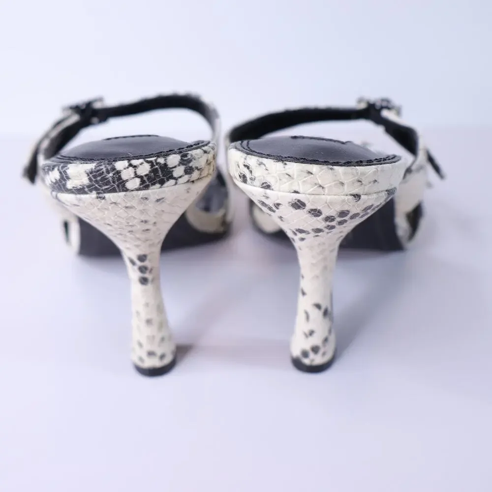 STEVEN Lanie Heeled Sandals Ivory Snakeskin Double Strap Women's 8